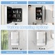 Multi-functional black bathroom mirror cabinet with adjustable shelves, showcasing various mounting options for.