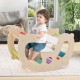 Montessori 2-in-1 rocking horse with supportive backrest, colorful design, perfect for kids' playrooms and balance.