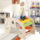 Multicolor 2-in-1 rocking horse arch for kids, featuring a supportive backrest and safe design for playroom fun.