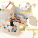 2-in-1 multicolor rocking horse with supportive backrest and easy-to-grip handle for safe play and balance development.