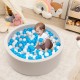 Soft gray Kiddie Baby Playpen filled with 200 BPA-free ocean balls, perfect for interactive play in living rooms or.