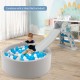 Soft gray kiddie playpen with 200 ocean balls, perfect for interactive play in living room or playroom.
