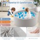 Soft gray kiddie playpen with 200 ocean balls, featuring a removable cover and thick foam for safe, comfortable play.