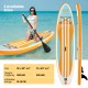 Inflatable stand-up paddle board with adjustable paddle, featuring anti-slip EVA pad and 3 fins for stability.
