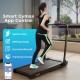 Folding treadmill with remote control, featuring LED display and 300 lbs capacity, ideal for home workouts.