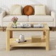 Rectangular 2-tier coffee table with tempered glass top and natural wood finish, perfect for living room storage and.