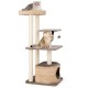 4-layer cat tower with scratching posts, cozy cushions, and hideaway condo for playful and comfortable cat lounging.