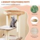 Cat tower with sisal scratching posts, cozy perch, and removable cushions for playful and comfortable lounging.