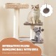 Interactive 4-layer cat tower in coffee with plush dangling ball, scratching posts, and washable cushions for playful.