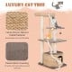 4-layer cat tower in coffee with scratching posts, plush cushions, and a cozy hideaway for playful cats.