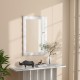 Farmhouse wall mirror with a solid wood frame in white, showcasing clear reflections and rustic charm for any room.