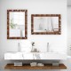 Farmhouse wall mirror with solid wood frame, 41.5 x 28 inches, enhancing indoor spaces with rustic charm and clear.