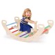 Multicolor 4-in-1 multifunctional wooden climbing toy with rocker, featuring a supportive backrest for safe play.