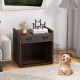 Dog crate furniture with 2 fabric drawers, sturdy metal mesh, and a wide tabletop for indoor pet use and storage.