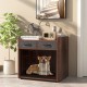 Dog crate furniture with 2 fabric drawers, sturdy metal mesh, and a wide tabletop for indoor use and pet storage.