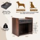 Indoor dog crate furniture with two fabric drawers, lockable door, and sturdy metal mesh for pet safety and.