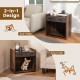 Dog crate furniture with 2 fabric drawers, lockable door, and sturdy metal mesh, perfect as an end table for pet owners.