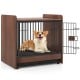 Indoor dog crate with removable tray, lockable door, and rustic wood-like finish, perfect for pet and home decor.