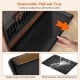 Removable pull-out tray for the indoor dog cage, designed for easy cleaning and maintenance, featuring a deep edge to.