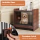 Indoor dog crate with lockable door, removable tray, and rustic wood-like finish, perfect as an end table.