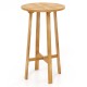 24-inch round bar table made of Indonesian teak wood with footrest, ideal for indoor and outdoor use.