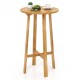 Teak wood round bar table with footrest, 24 inches, ideal for indoor and outdoor use, perfect for decks and poolside.