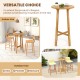 24-inch teak wood round bar table with footrest, ideal for indoor and outdoor use on decks, poolside, or backyards.
