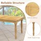 Patio coffee table featuring a slatted teak wood tabletop and stable support legs, ideal for indoor and outdoor use.