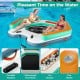 Inflatable 8.7 ft floating dock with detachable ladder, ice bucket, and cup holders for relaxing water adventures.