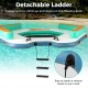 Detachable ladder on the 8.7 ft inflatable floating dock for easy access, supporting up to 660 lbs for water fun.