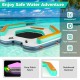 Inflatable 8.7 ft floating dock with reinforced backrest, cup holders, and detachable ladder for safe water adventures.