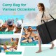 Inflatable floating dock with detachable ladder, cup holders, and carry bag for relaxing water adventures.