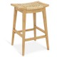 29-inch patio barstool made of Indonesian teak wood with hand-woven PE rattan, perfect for indoor or outdoor use.