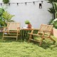 Teak wood outdoor reclining chairs with armrests, featuring a mid-century design, perfect for patios and backyards.