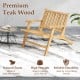 Teak wood outdoor reclining chair featuring a comfortable backrest and armrests, ideal for patios and backyards.