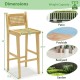 Teak wood bar stool with rattan backrest, 40" height, ideal for patio, poolside, or backyard seating.