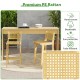Teak wood bar stool with hand-woven PE rattan backrest, ideal for patio or poolside use, featuring a comfortable design.