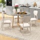 Round 42-inch glass dining table with tempered glass top and rubber wood legs, ideal for dining and gatherings.