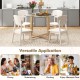 Round 42-inch glass dining table with rubber wood legs, perfect for dining, entertaining, and afternoon teas.