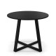 Mid-century 36-inch round dining table in black with a sturdy pedestal base, ideal for dining room elegance.