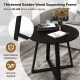 Mid-century round dining table with a black rubber wood frame, 36-inch diameter, designed for dining room elegance.