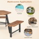 Acacia wood picnic table bench set for 6, featuring sturdy metal legs and slatted surface, ideal for outdoor dining.