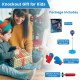 Adjustable punching bag with stand, blue boxing gloves, and gift box for kids, promoting hand-eye coordination and.