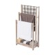 Freestanding towel rack showcasing three drying bars and raised shelf, crafted from solid fir wood with an elegant.