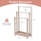 Freestanding towel rack with 3 drying bars and bottom shelf, made of solid fir wood, ideal for home organization.