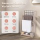 Freestanding towel rack with three bars and bottom storage shelf, made of solid fir wood, perfect for drying towels.