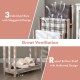 Freestanding towel rack with 3 staggered bars and raised bottom shelf for effective drying and storage in white finish.