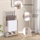 Freestanding towel rack with 3 bars and bottom shelf, made of solid fir wood, ideal for drying towels and storage.