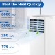 8000 BTU portable air conditioner with fan and dehumidifier, ideal for cooling rooms up to 250 sq.ft efficiently.