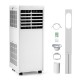 Portable 8000 BTU air conditioner with fan and dehumidifier, includes window kit and remote control for easy setup.